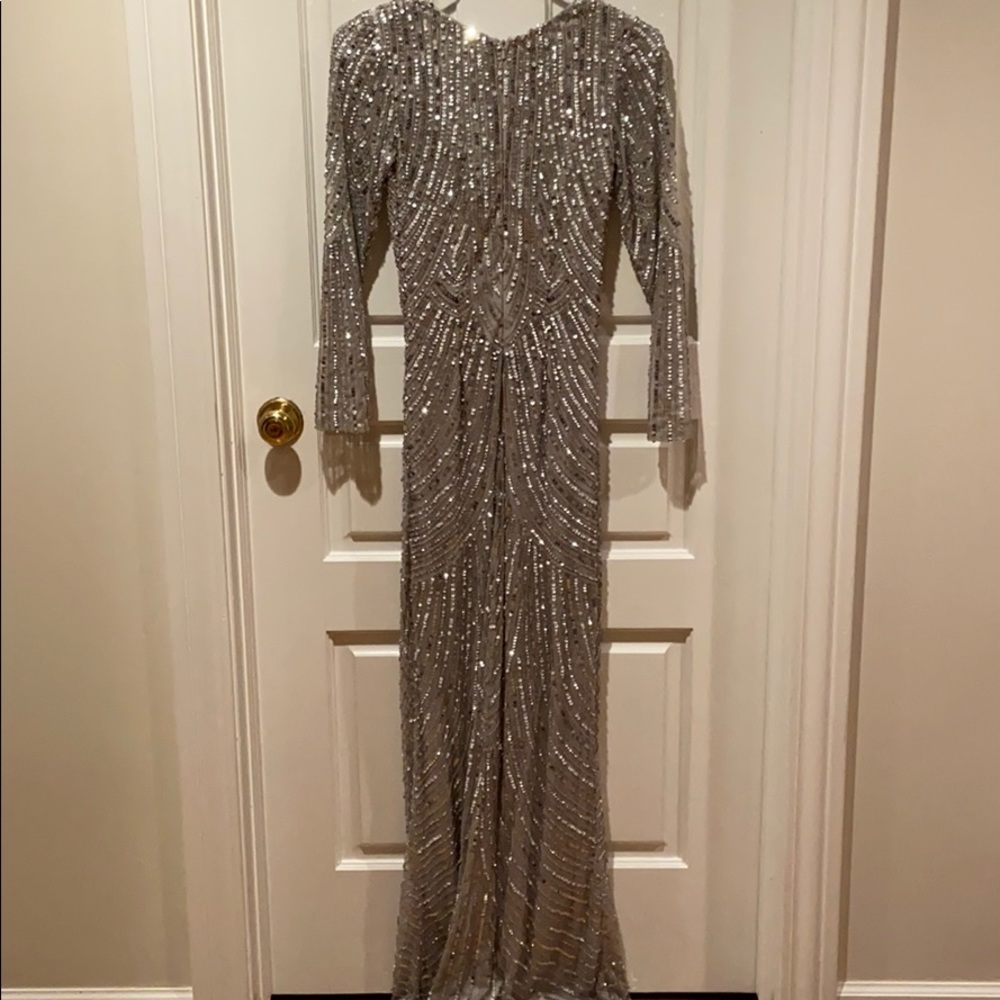 Scala long sleeve silver beaded gown - Picture 4 of 5